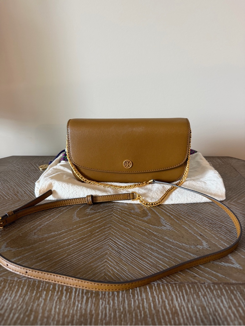 Tory Burch Leather Crossbody Purse with Tory Burch Cover